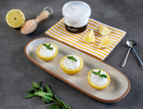 LIMONES RELLENOS DE YOGUR CON ESCAMAS DE SAL MILENIA