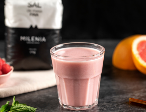 SMOOTHIE VEGANO DE POMELO Y FRAMBUESAS